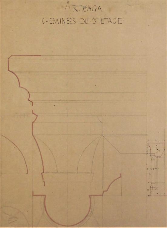 Arteaga, cheminee du 3e etage, détail, XIXe, copyright Ph. Cachau