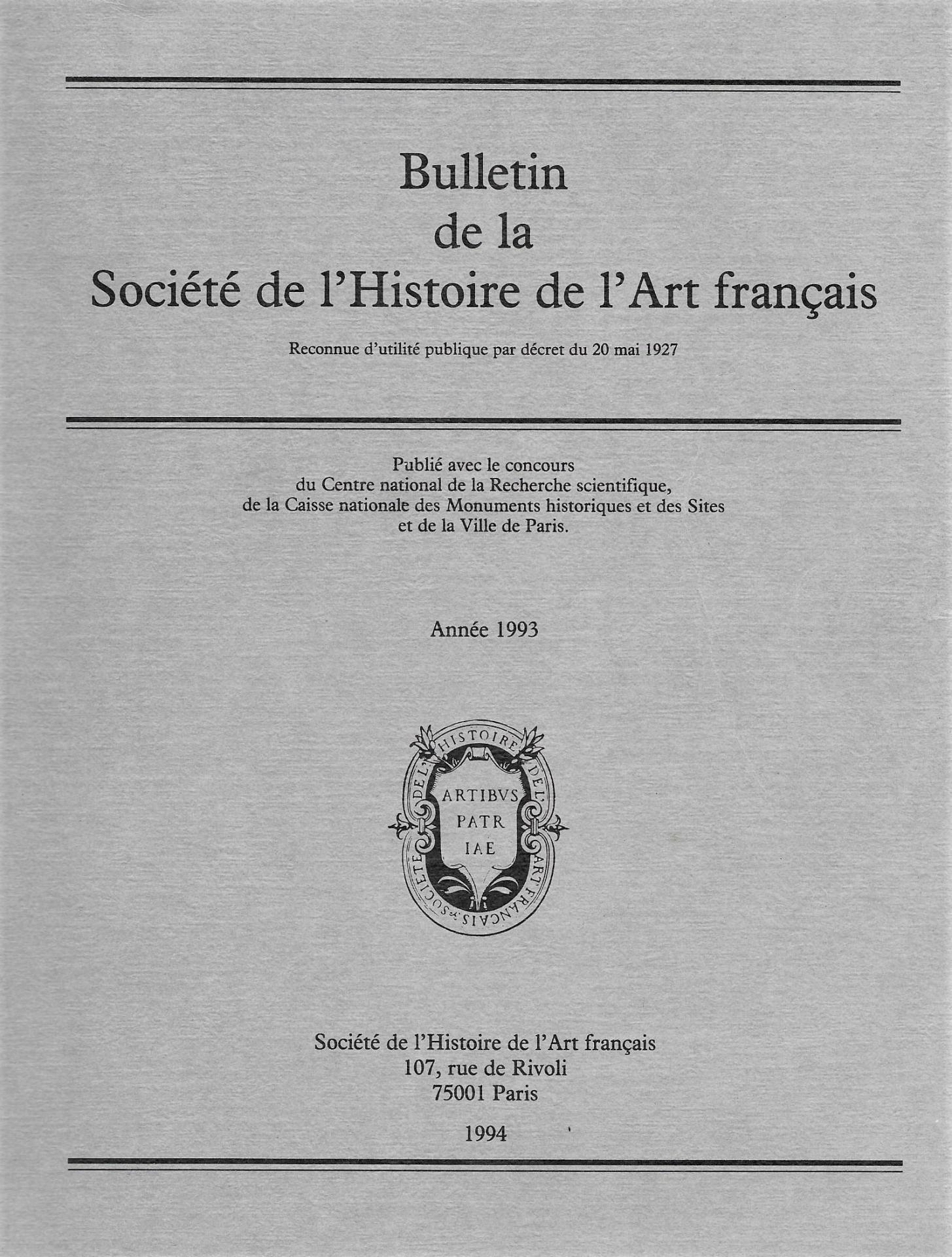 Bulletin de la societe de l histoire de l art francais annee 1993 1994