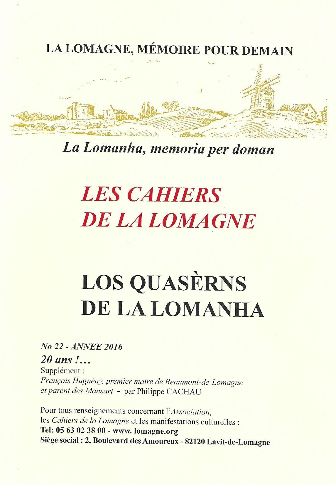 Cahiers de la Lomagne, n° 22, 2016