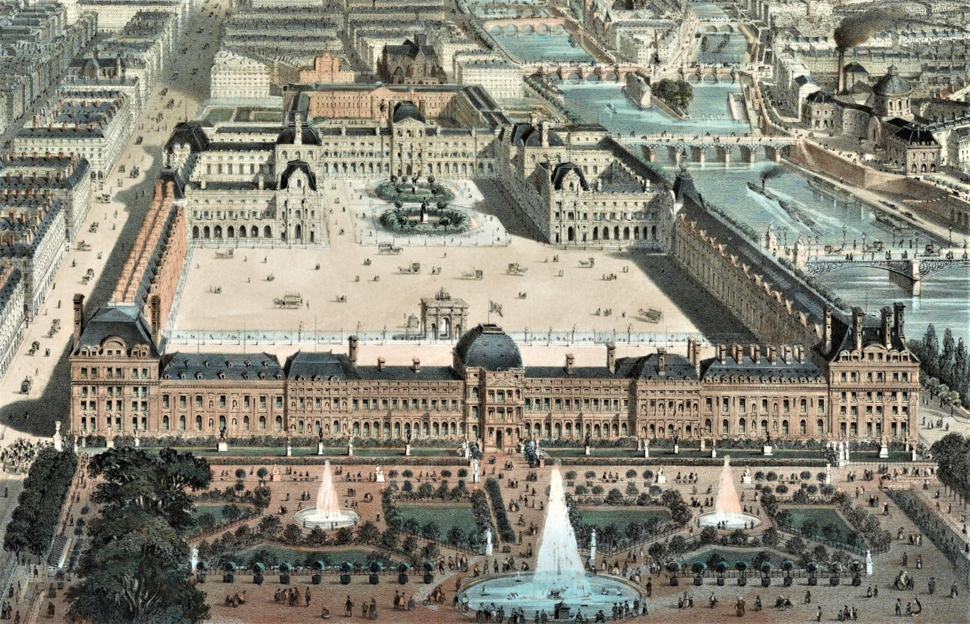 Charles Fichot, palais du Louvre et des Tuileries, lithographie, milieu XIXe, Louvre