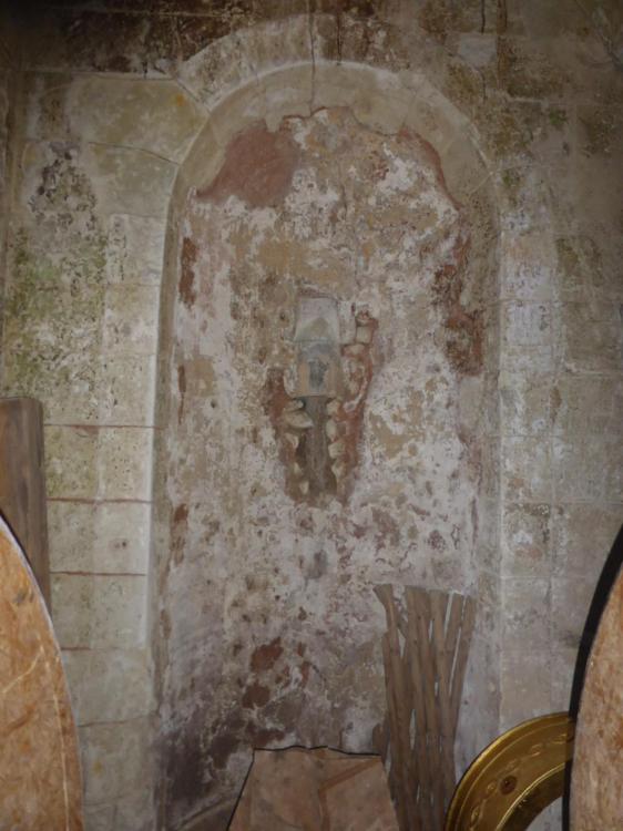 Villandry, niche de l'oratoire, détail avec traces d'ornements, cl. Ph. Cachau, avril 2022