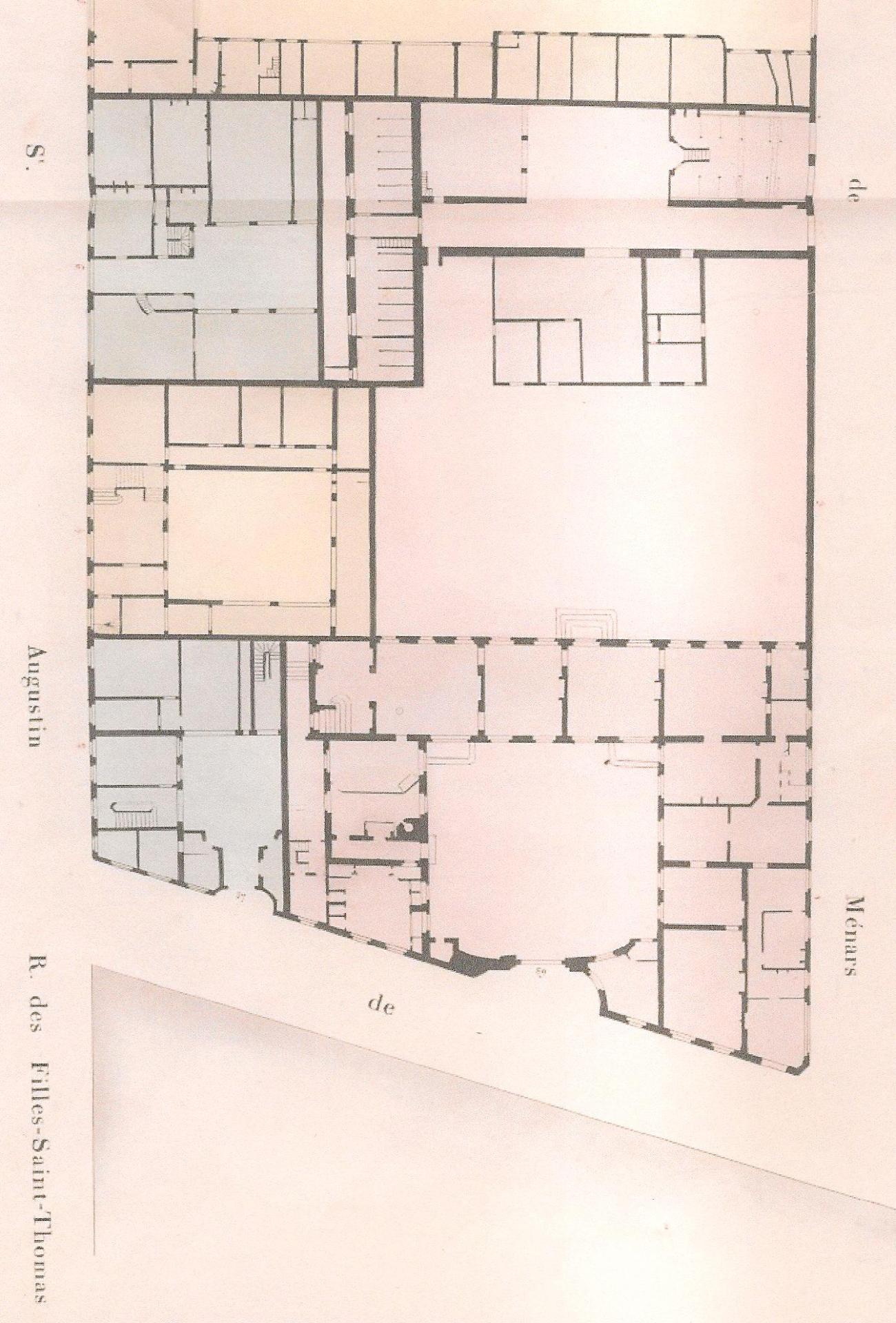 Plan cadastral de l'ensemble Boutin (grand et petit hôtel + maison à loyer), 1814, Archives nationales, F31/76, n° 21, Atlas Vasserot