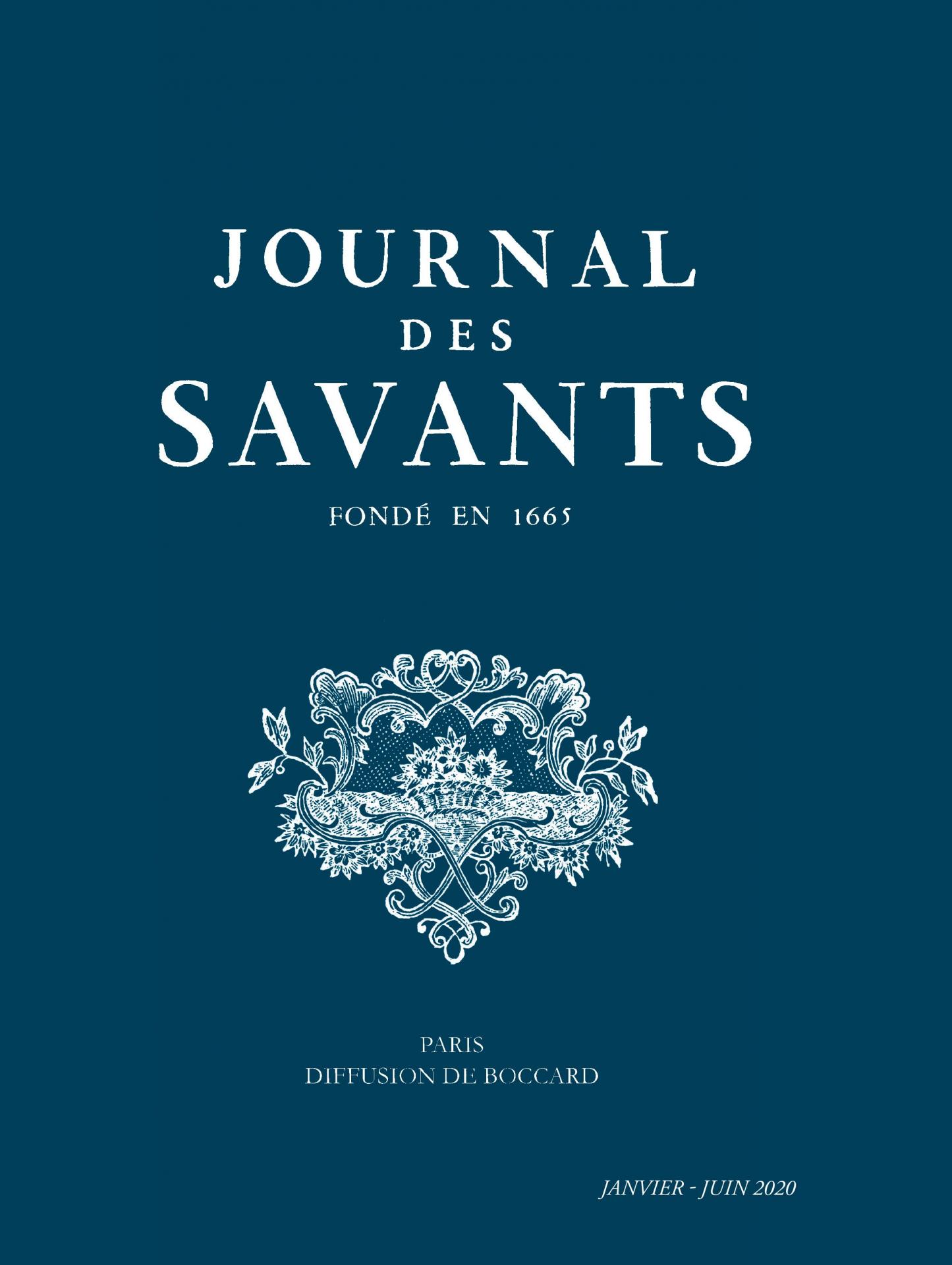 Journal des Savants, 1er semestre 2020