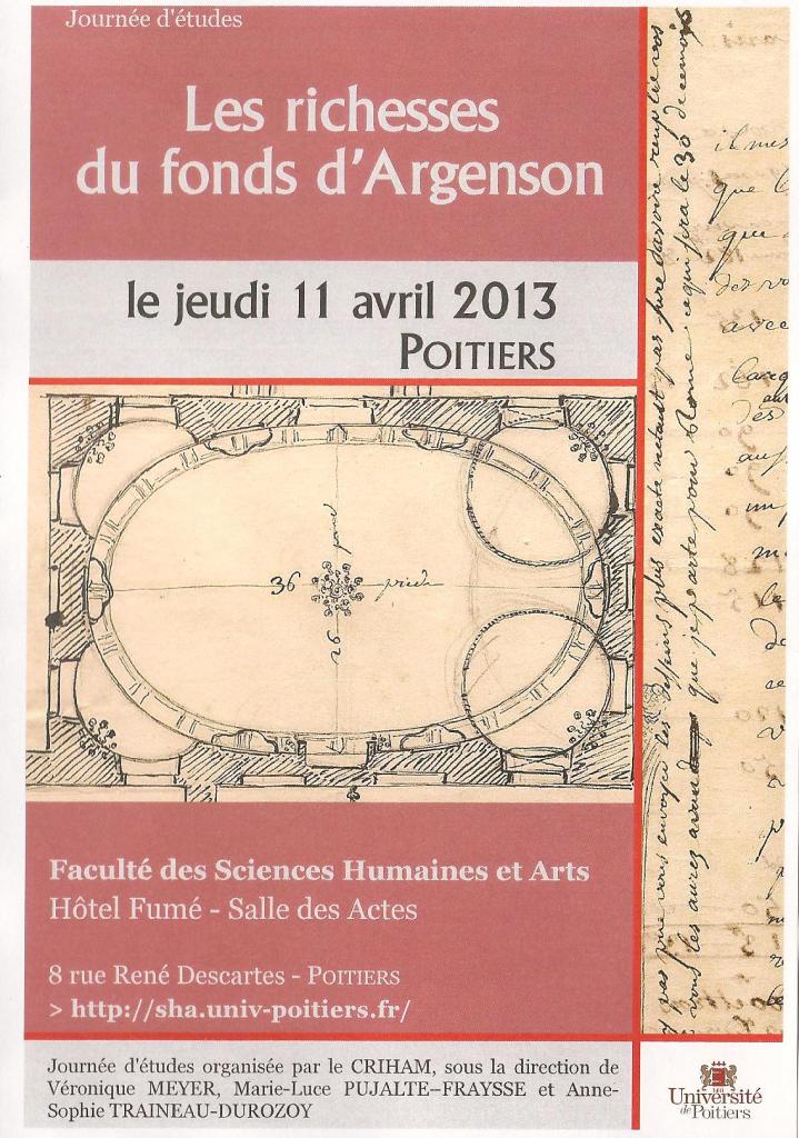 Journée d'études D'Argenson, Poitiers, avril 2013