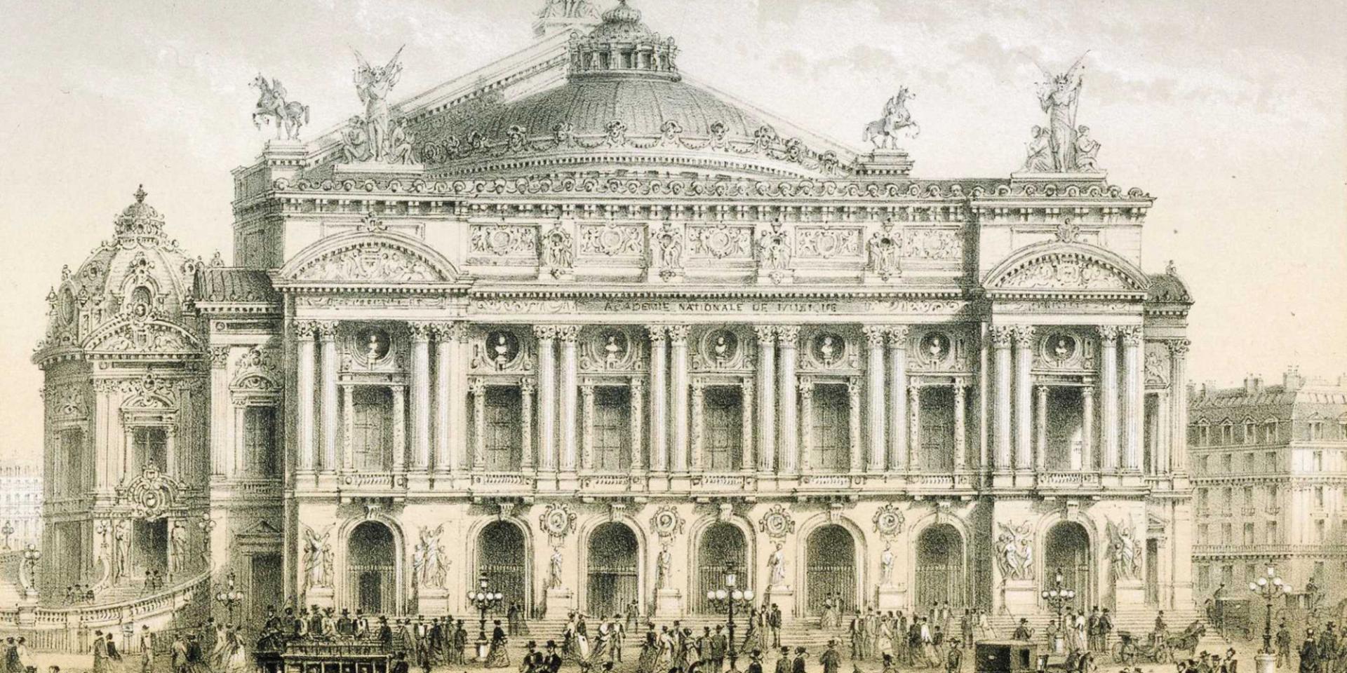 Opéra Garnier, lithographie, XIXe siècle